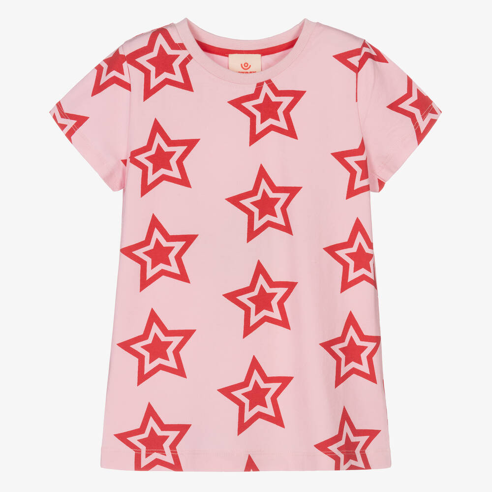 Joyday - Girls Pink Star Cotton T-Shirt | Childrensalon