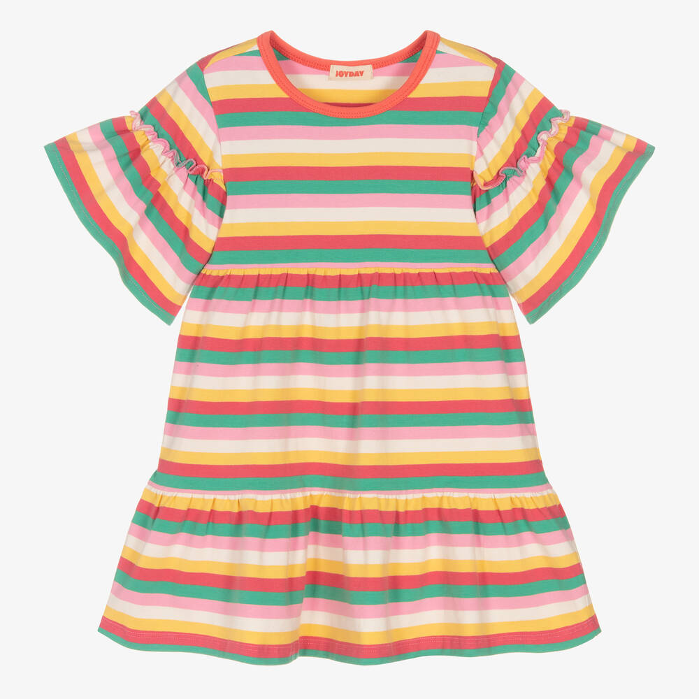 Joyday - Girls Pink Striped Cotton Dress | Childrensalon