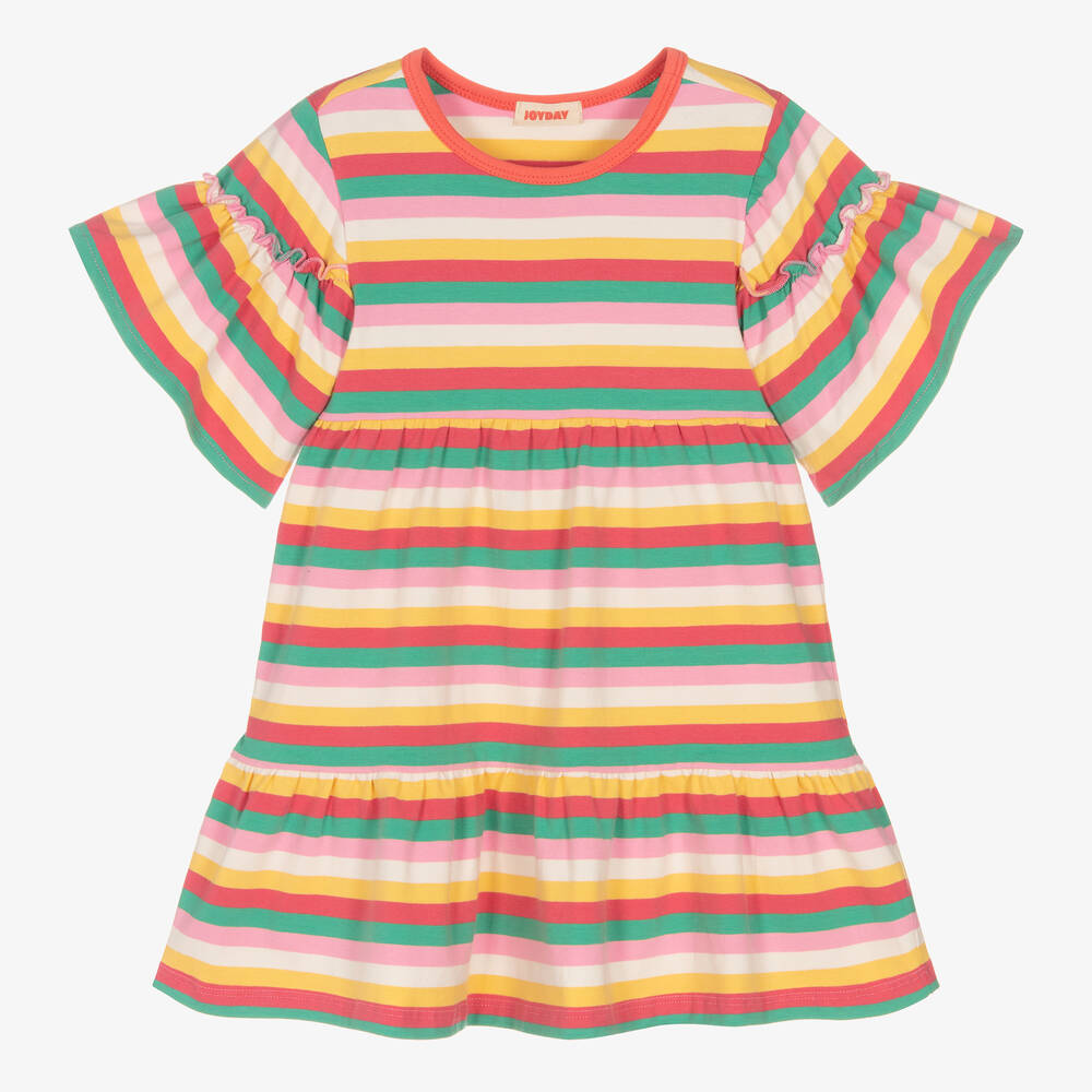 Joyday-Girls Pink Striped Cotton Dress | Childrensalon Outlet
