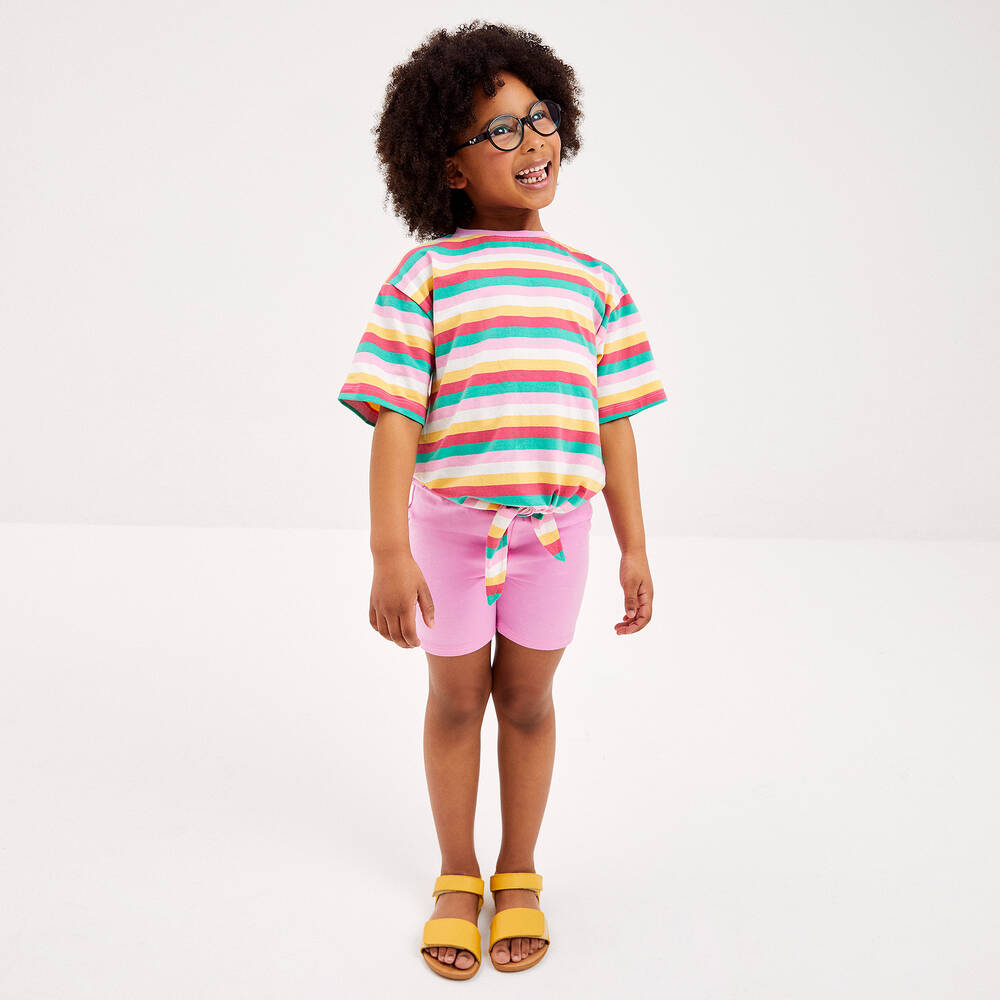 Striped cotton shorts clearance