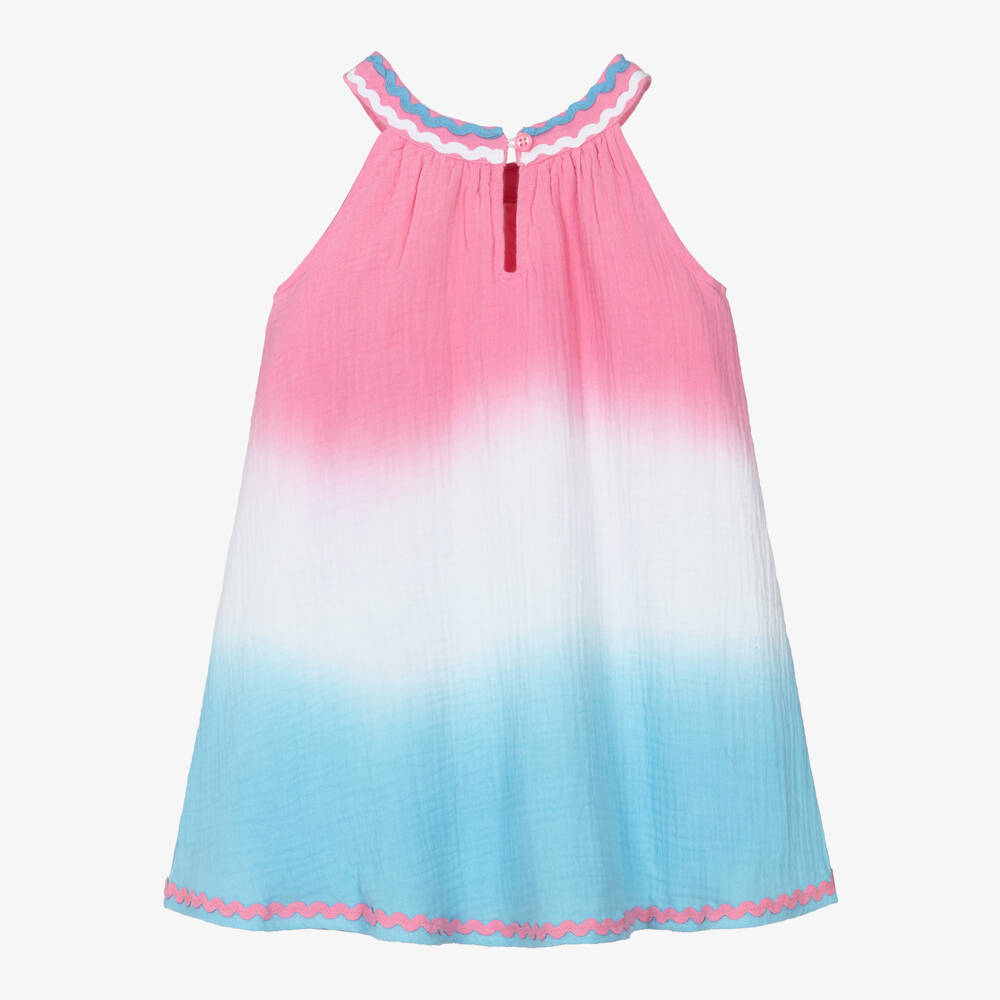 Joyday-Girls Pink to Blue Muslin Dress | Childrensalon Outlet
