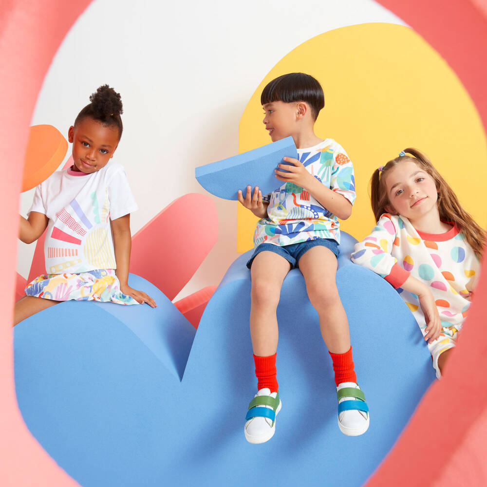 Joyday-تي شيرت بناتي وردي وأبيض "شروق الشمس" | Childrensalon Outlet