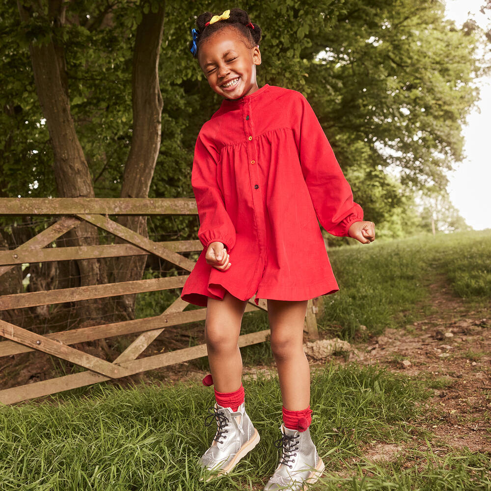 Baby girl red corduroy dress top