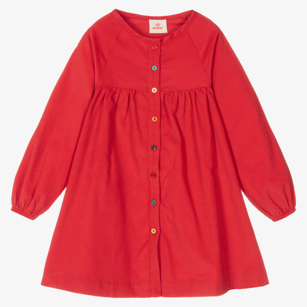 Joyday - Robe rouge en velours de coton fille | Childrensalon