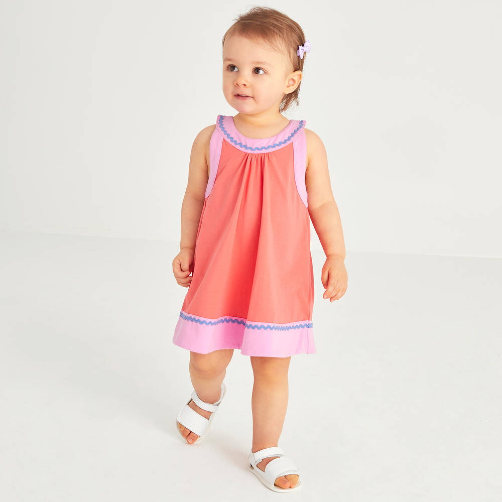 Joyday-Красное хлопковое платье с тесьмой-зигзагом | Childrensalon Outlet