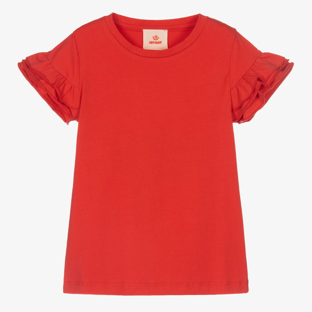 Joyday - Girls Red Cotton T-Shirt | Childrensalon