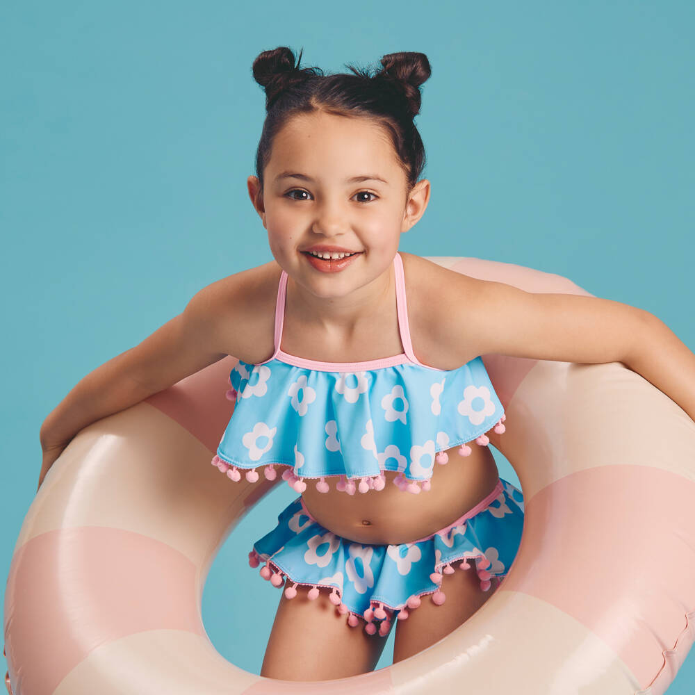 Joyday-بكيني أزرق سماوي مزين بالزهور للبنات | Childrensalon Outlet