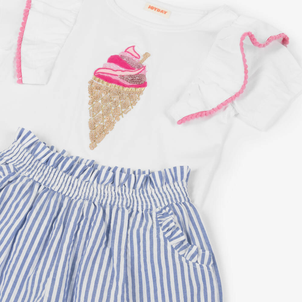 Joyday-Комплект шорты из полосатого сикерса для девочек | Childrensalon Outlet