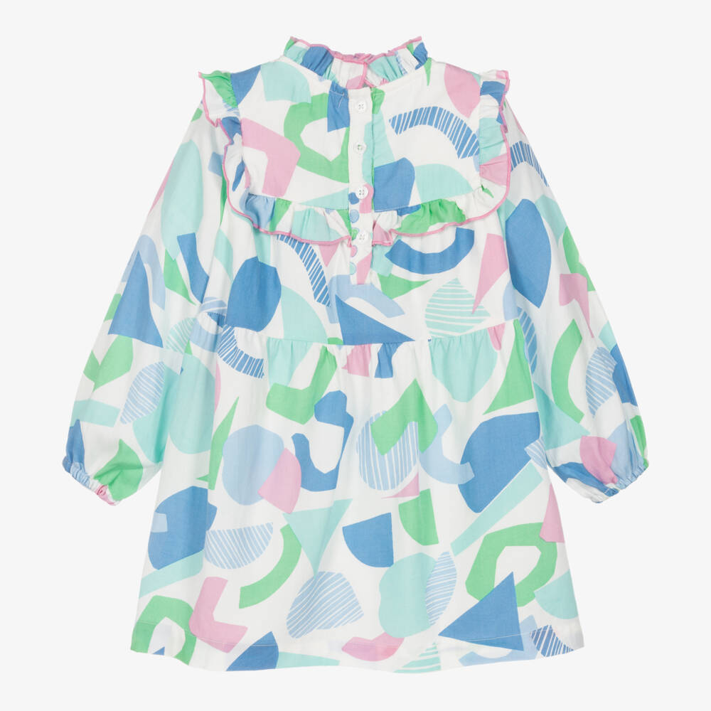 Joyday-فستان فيسكوز تويل لون أبيض وأزرق | Childrensalon Outlet