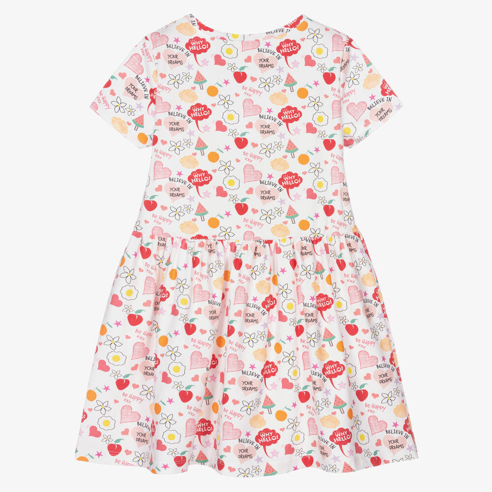 Joyday-Girls White Cotton Doodle Dress | Childrensalon Outlet