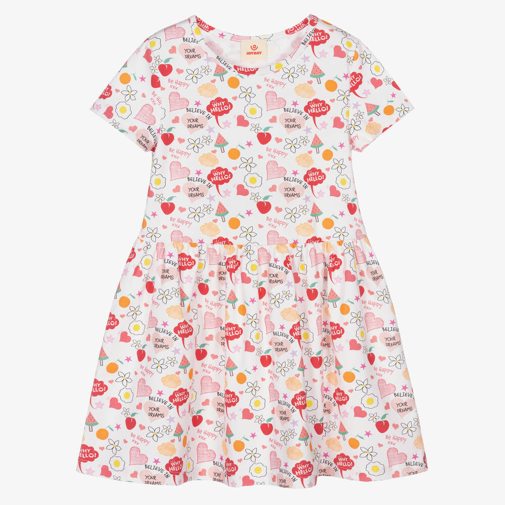 Joyday-Girls White Cotton Doodle Dress | Childrensalon Outlet
