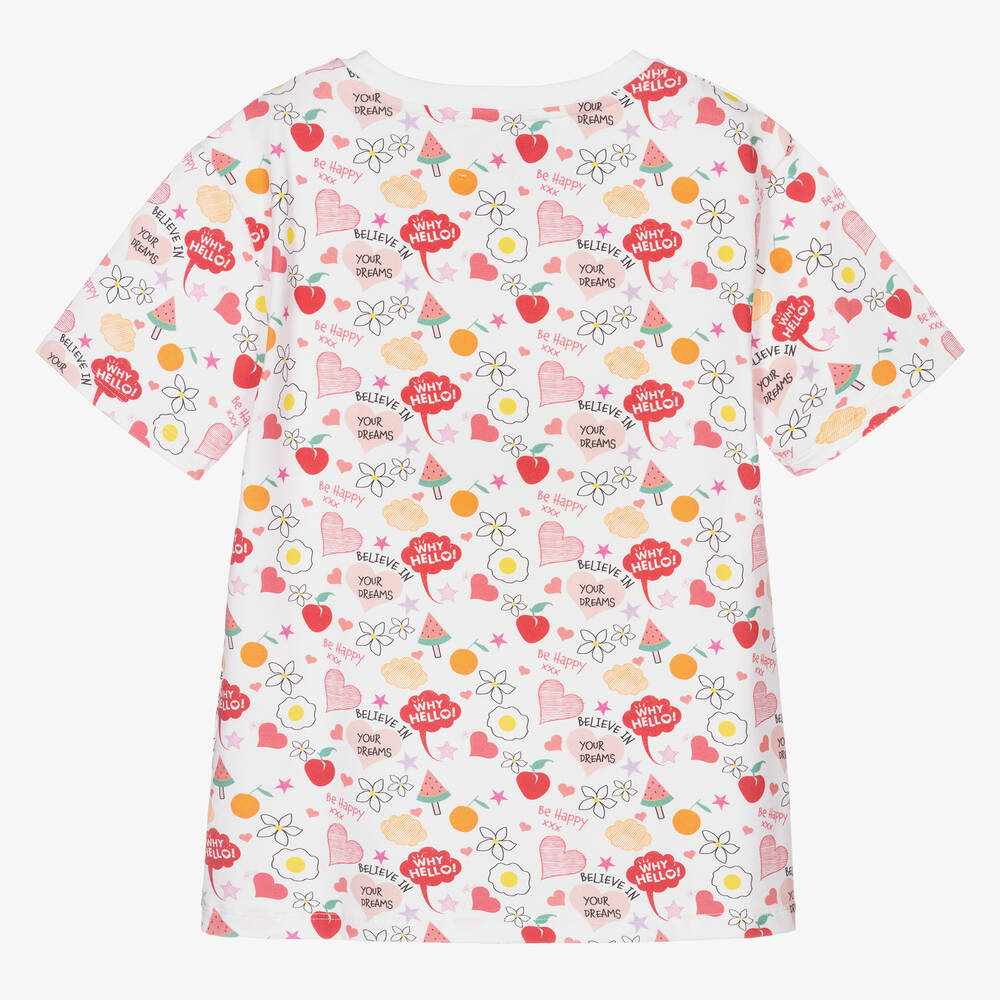 Joyday-Белая хлопковая футболка с надписями для девочек | Childrensalon Outlet