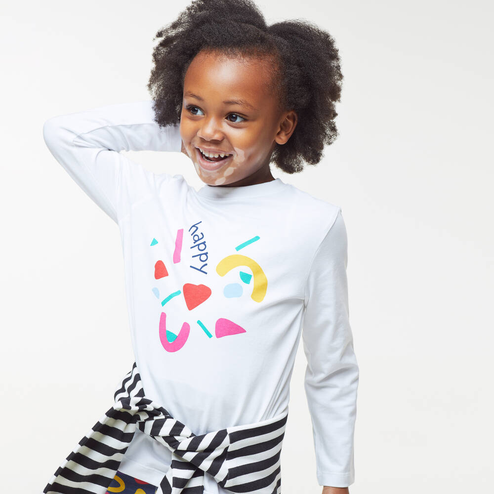 Joyday-Girls White Cotton Happy Confetti Top | Childrensalon Outlet