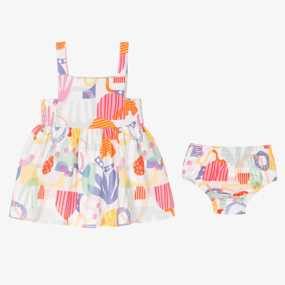 Joyday-Girls White & Pink Cotton Dress | Childrensalon Outlet