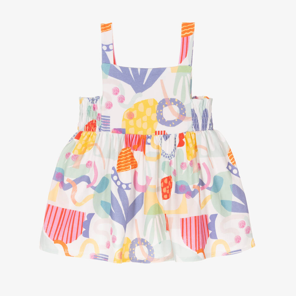 Joyday-Girls White & Pink Cotton Dress | Childrensalon Outlet