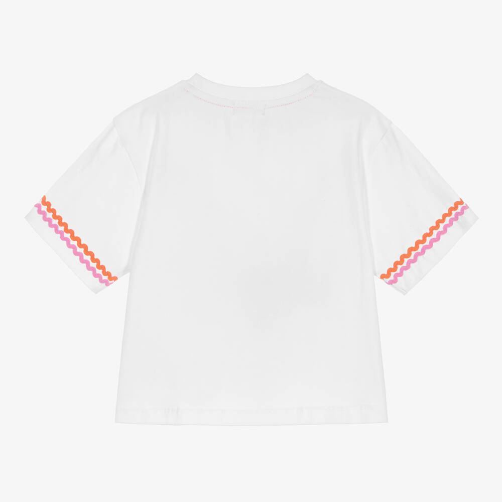Joyday-تيشيرت قطن جيرسي لون أبيض وزهري للبنات | Childrensalon Outlet