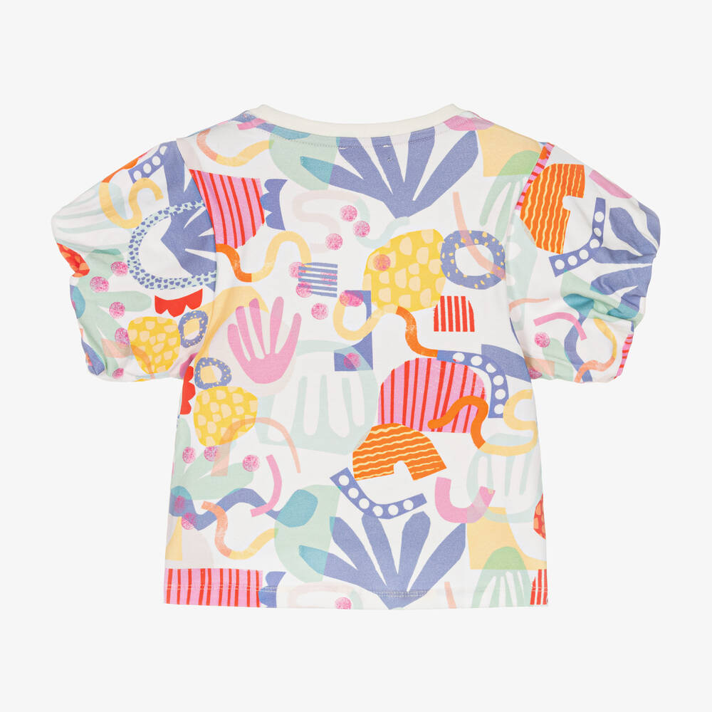 Joyday-Girls White & Pink Cotton T-Shirt | Childrensalon Outlet