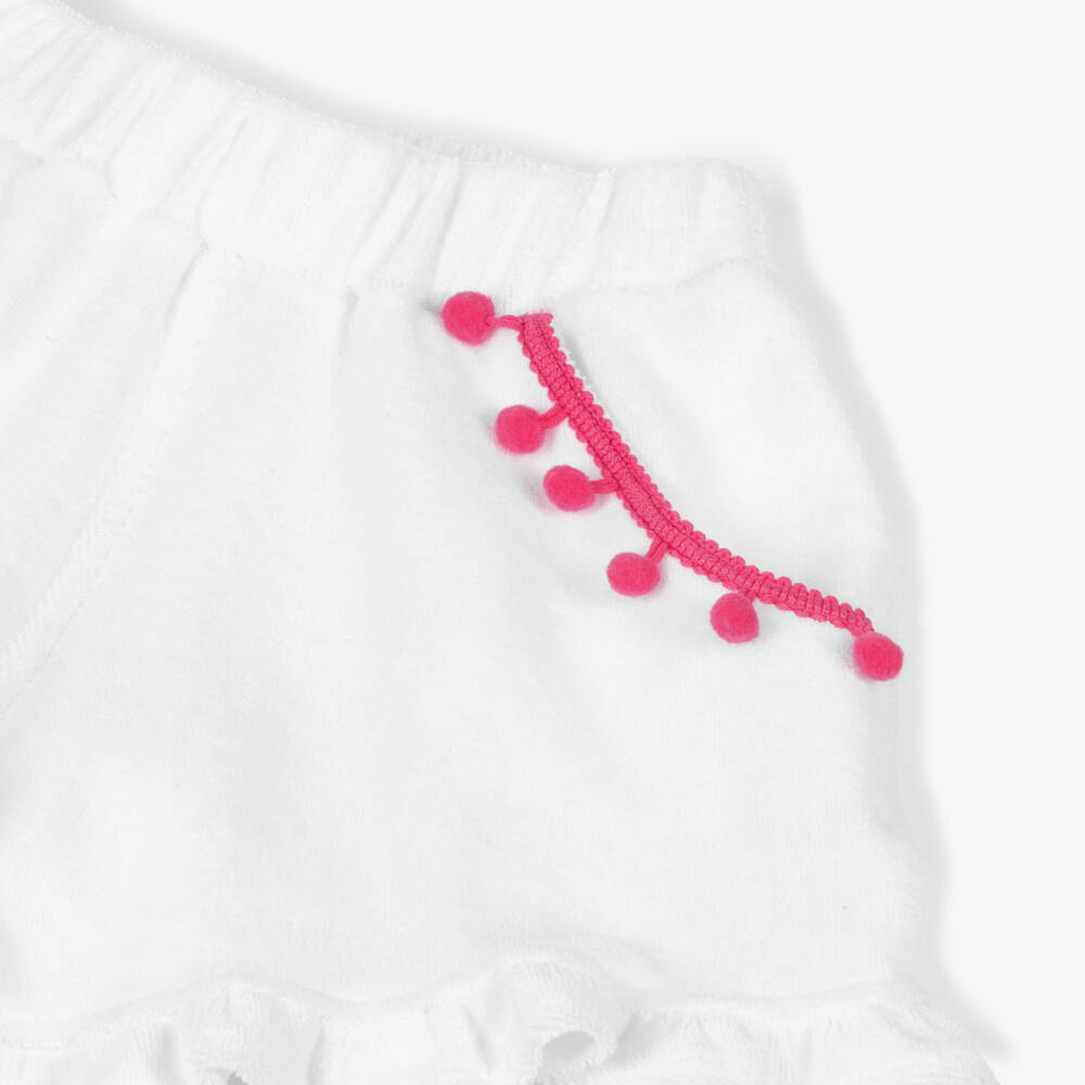 Joyday-Шорты из белого махрового полотна с помпонами для девочек | Childrensalon Outlet
