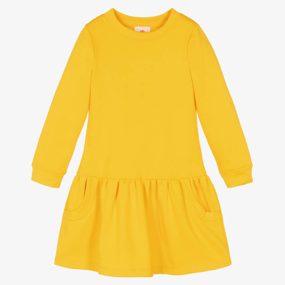 Joyday - Girls Yellow Cotton Jersey Dress | Childrensalon