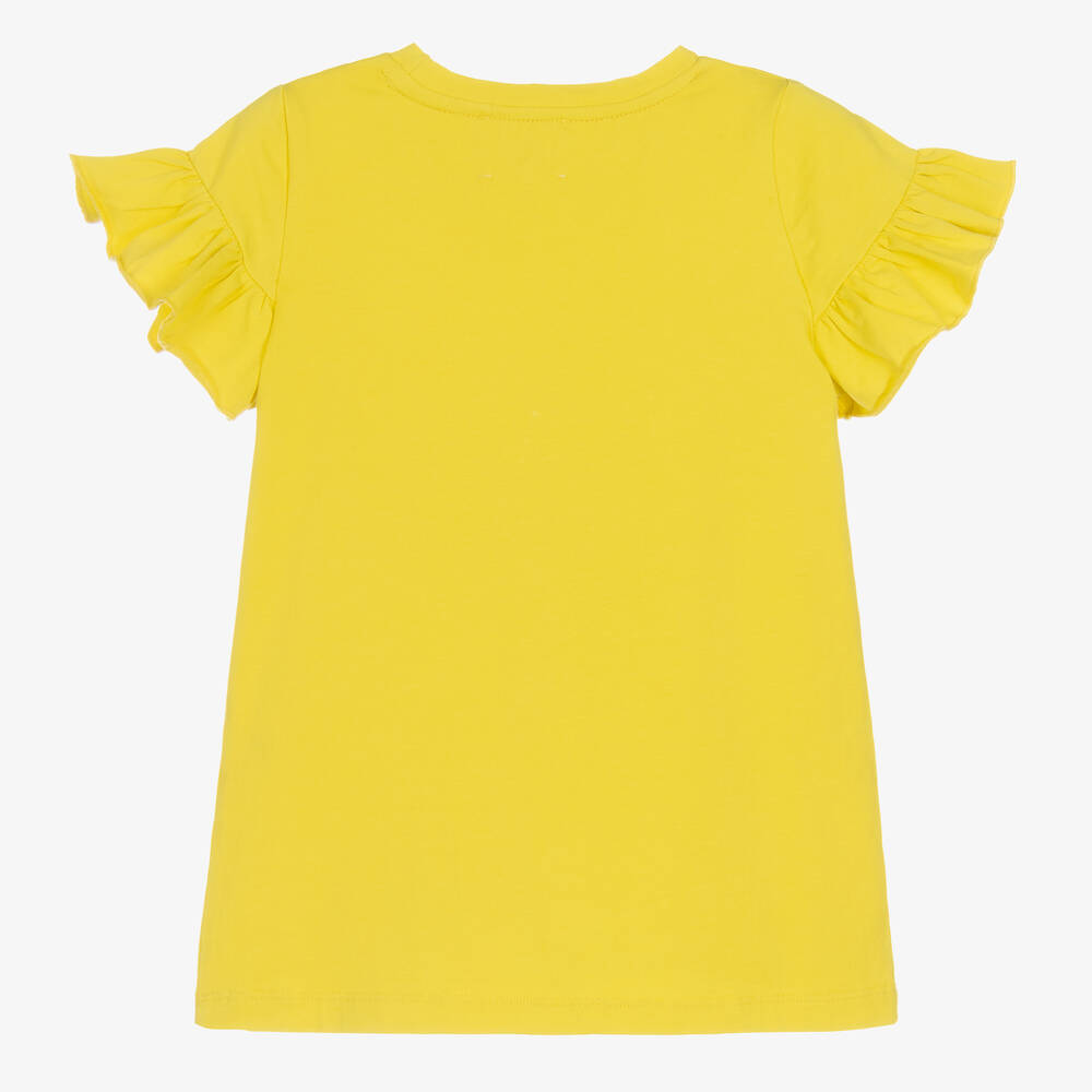 Joyday-Girls Yellow Cotton T-Shirt | Childrensalon Outlet