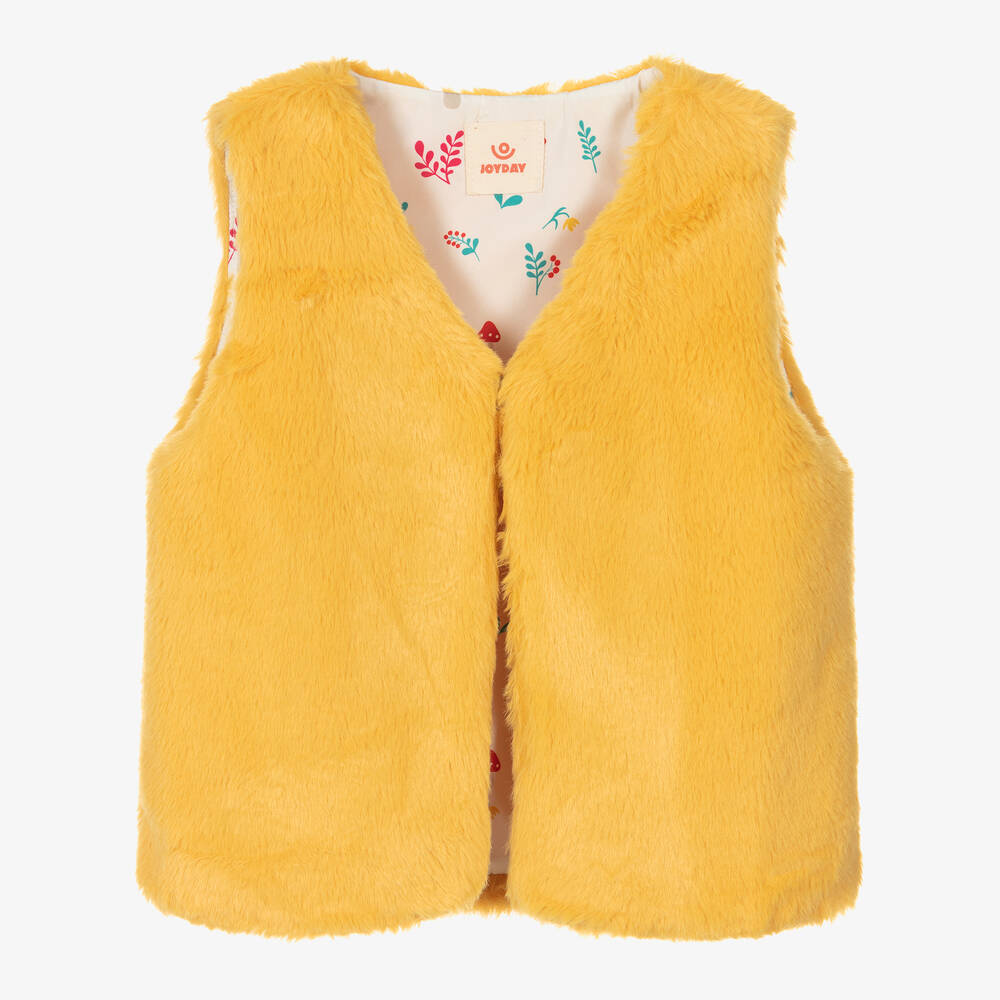 Joyday - Girls Yellow Faux Fur Gilet | Childrensalon