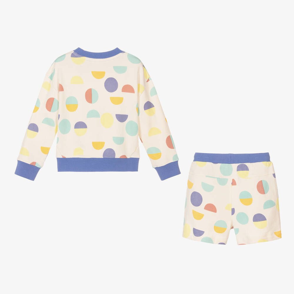 Joyday-Кремово-голубой топ и шорты из хлопка с кругами | Childrensalon Outlet