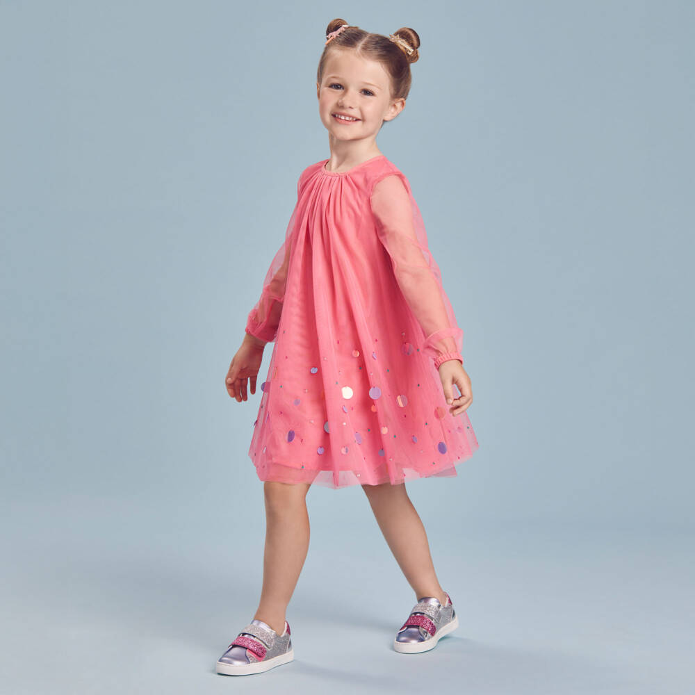 Joyday-Pink Sequin Tulle Dress | Childrensalon Outlet