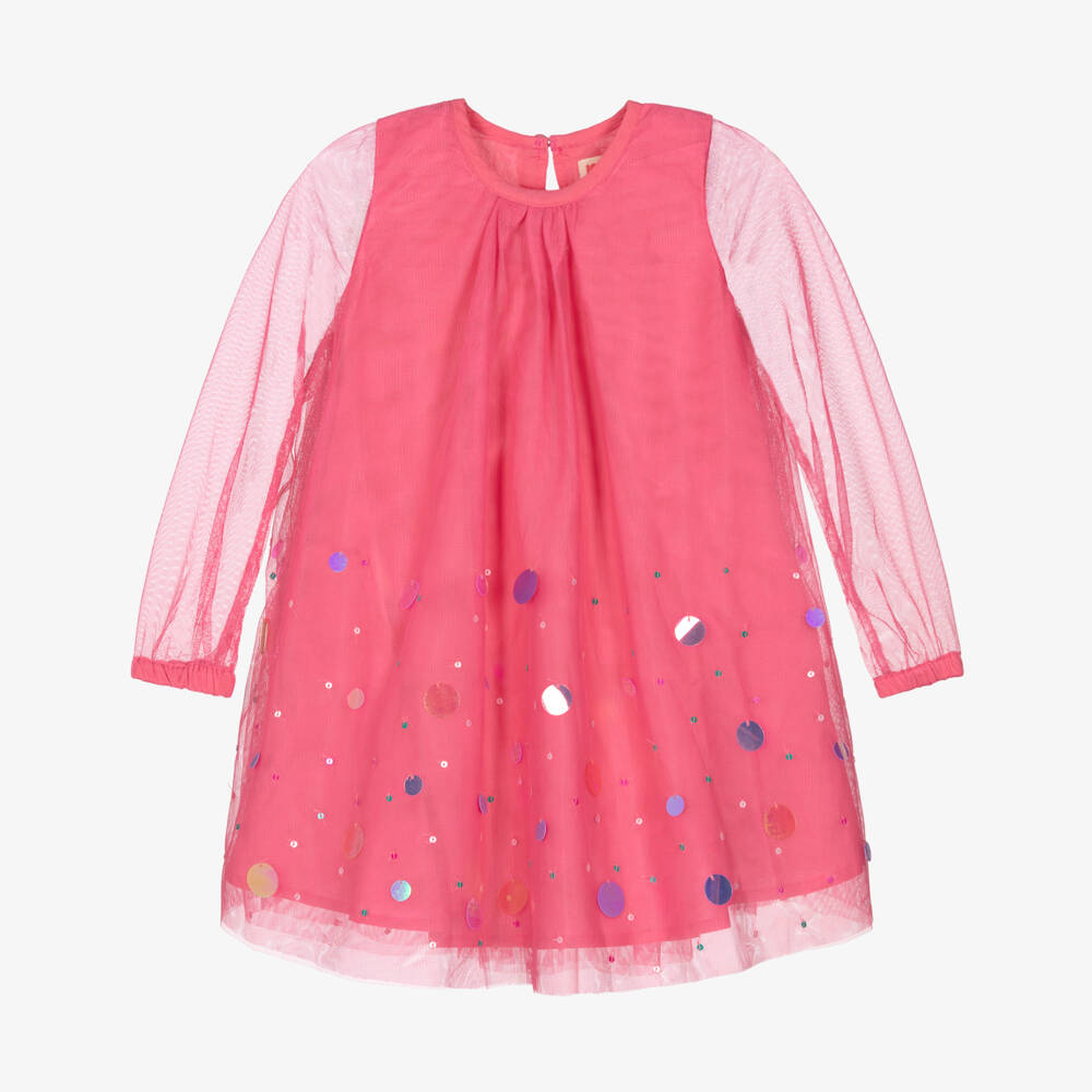 Joyday-Pink Sequin Tulle Dress | Childrensalon Outlet