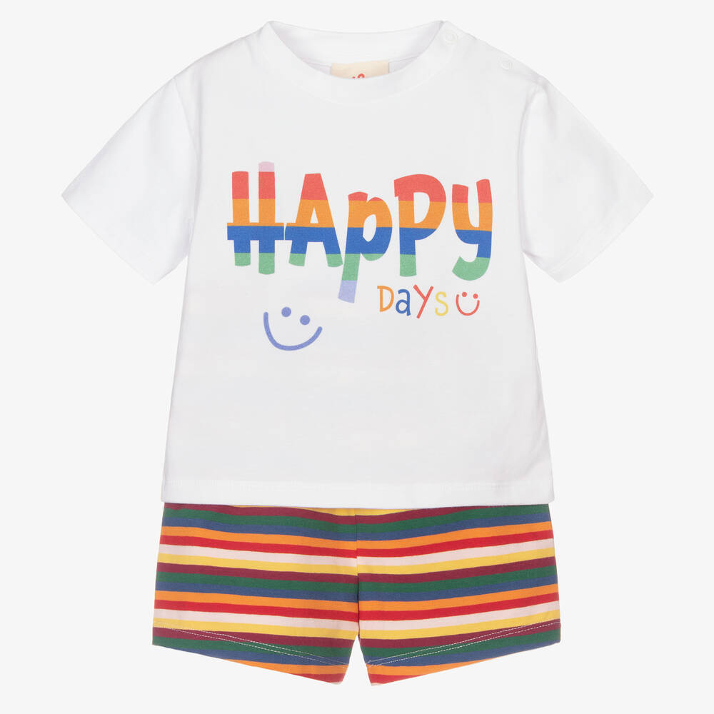 Joyday - Red Striped Cotton Baby Shorts Set | Childrensalon