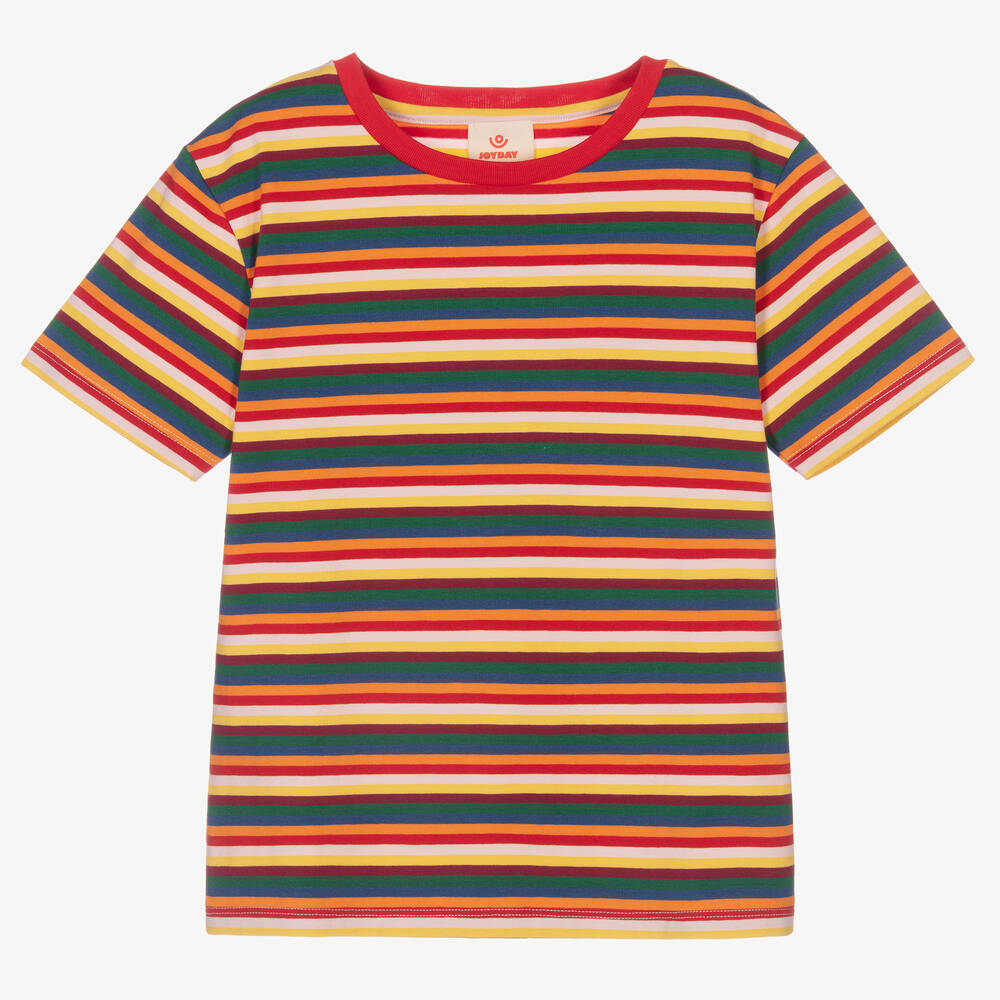 Joyday - T-shirt rayé rouge en coton | Childrensalon