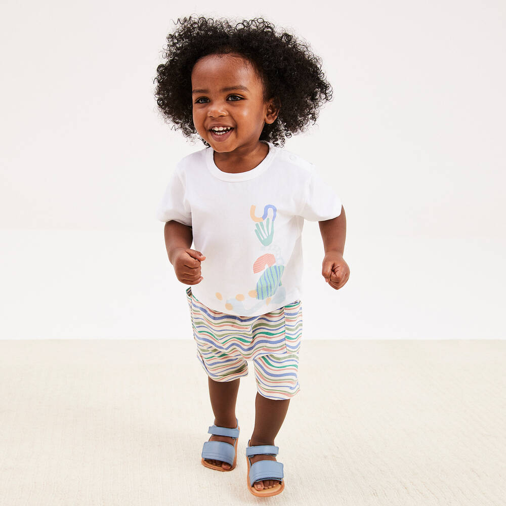 Joyday-Бело-голубой коплект с шортами из хлопка | Childrensalon Outlet