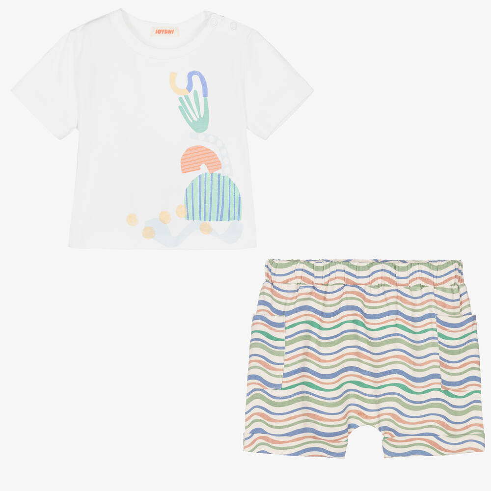 Joyday-Бело-голубой коплект с шортами из хлопка | Childrensalon Outlet