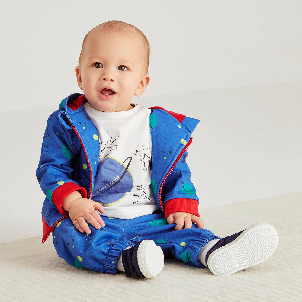 Joyday-Белая хлопковая футболка с планетой и звездами для малышей | Childrensalon Outlet