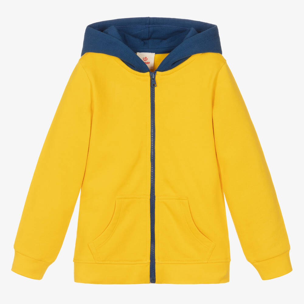 Joyday - Sweat à capuche jaune zippé en coton | Childrensalon