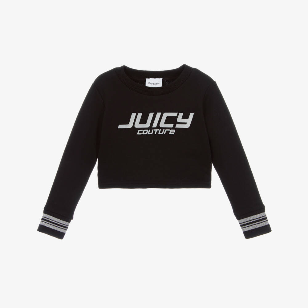 Juicy Couture-Black Cropped Sweatshirt | Childrensalon Outlet