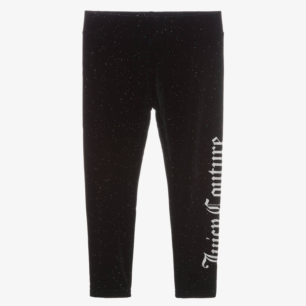 Black Glitter Velour Leggings