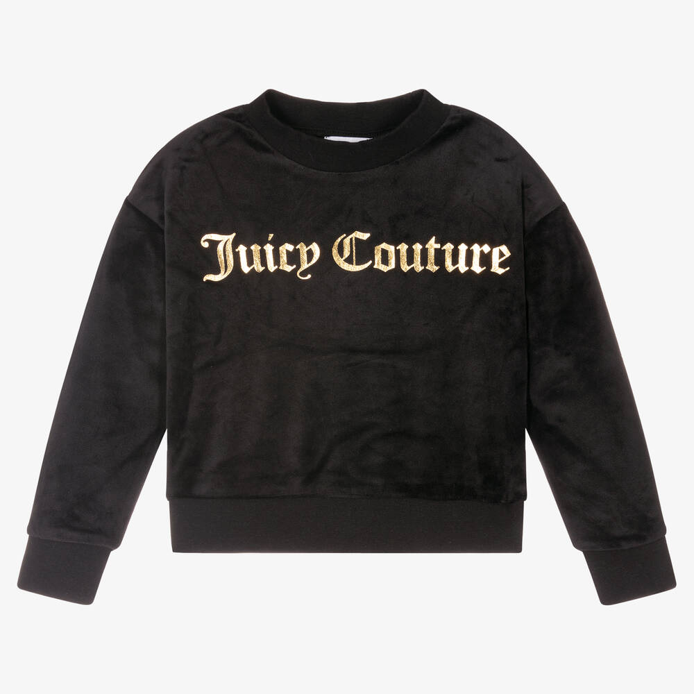 Juicy Couture - Black Logo Velour Sweatshirt | Childrensalon