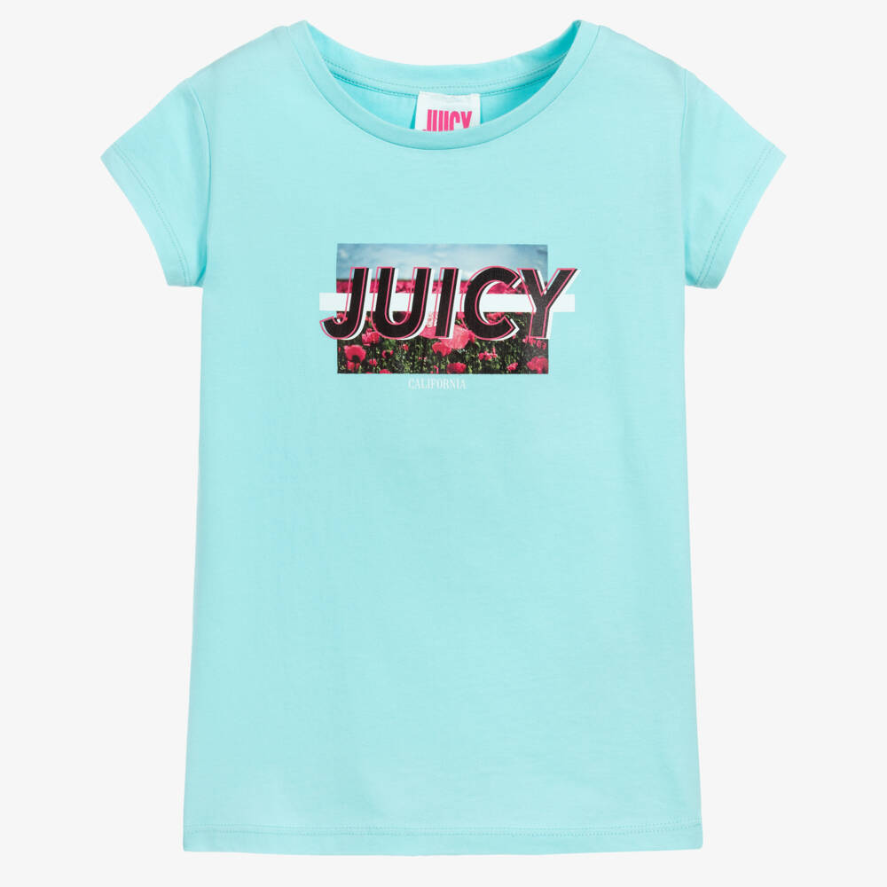 Juicy Couture-Blue Cotton Logo T-shirt | Childrensalon Outlet