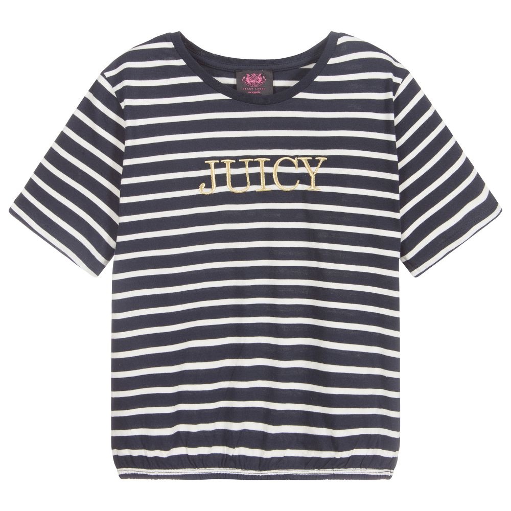 Juicy Couture - Blue Stripe Cotton T-Shirt | Childrensalon