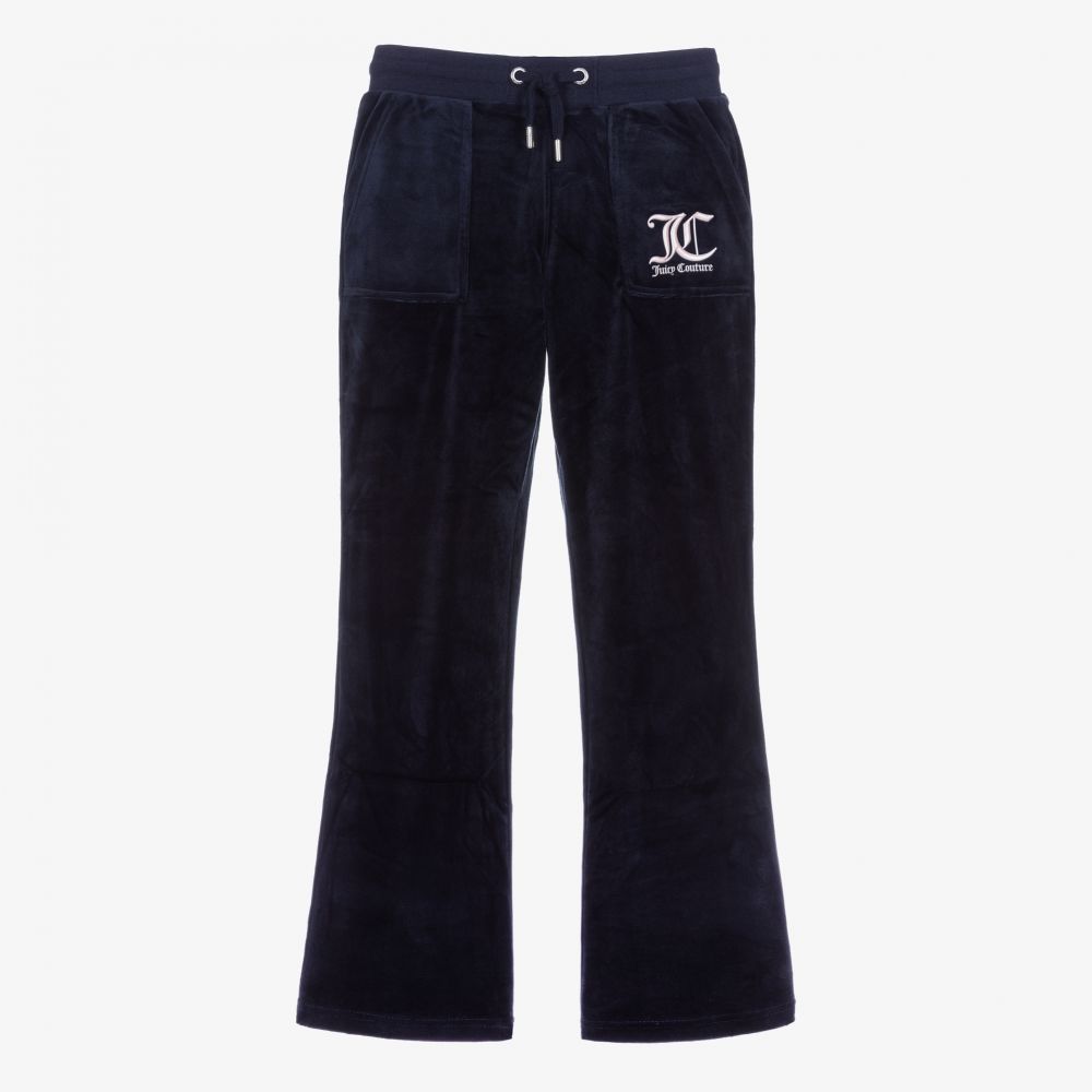 Juicy Couture - Blue Velour Wide Leg Trousers | Childrensalon