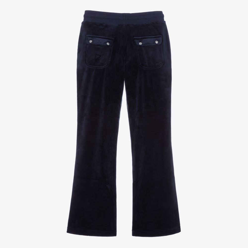 Juicy Couture-Blue Velour Wide Leg Trousers | Childrensalon Outlet