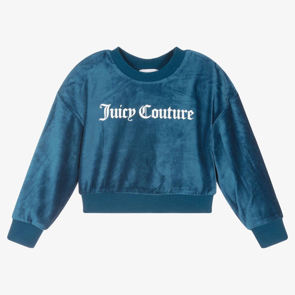 Juicy Couture - Cropped Blue Velour Top | Childrensalon