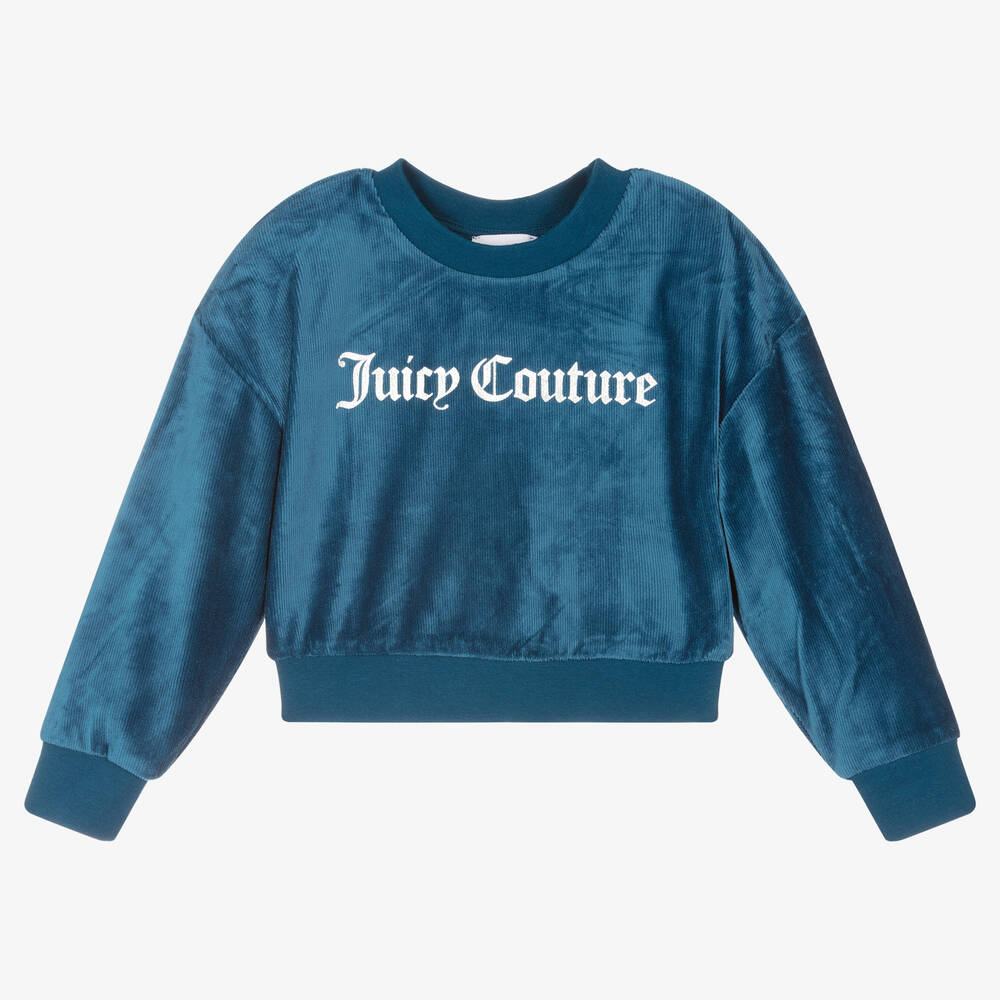 Juicy Couture-Cropped Blue Velour Top | Childrensalon Outlet