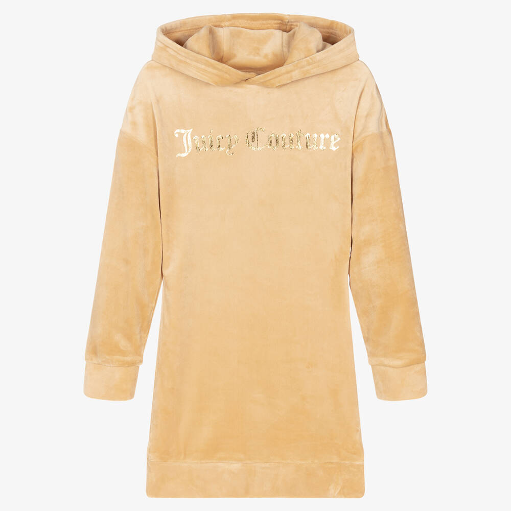 Juicy Couture - Girls Beige Logo Velour Dress | Childrensalon