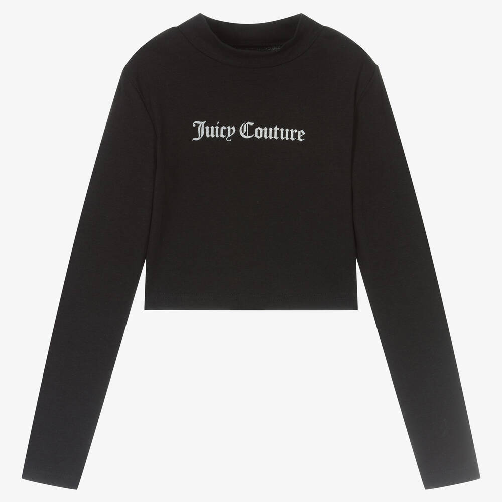 Juicy Couture - Girls Black Cotton Logo Top | Childrensalon