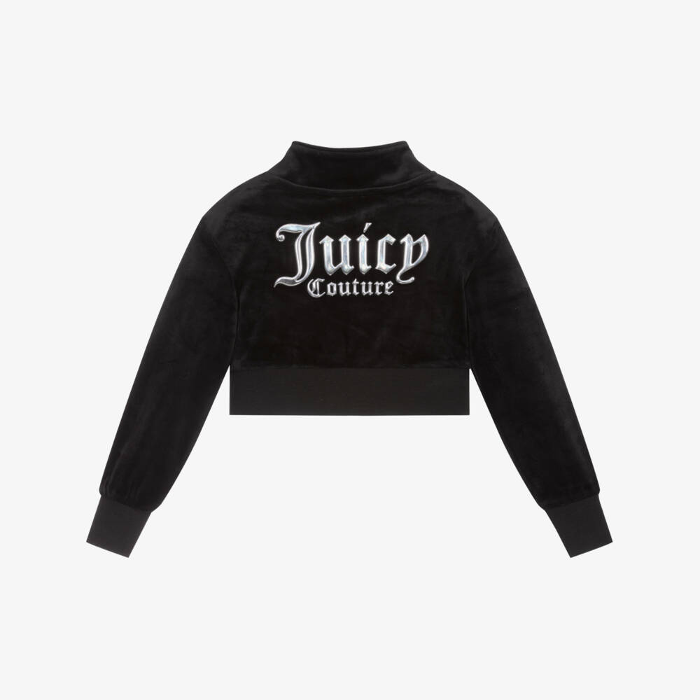 Juicy Couture-Girls Black Cropped Zip-Up Top | Childrensalon Outlet