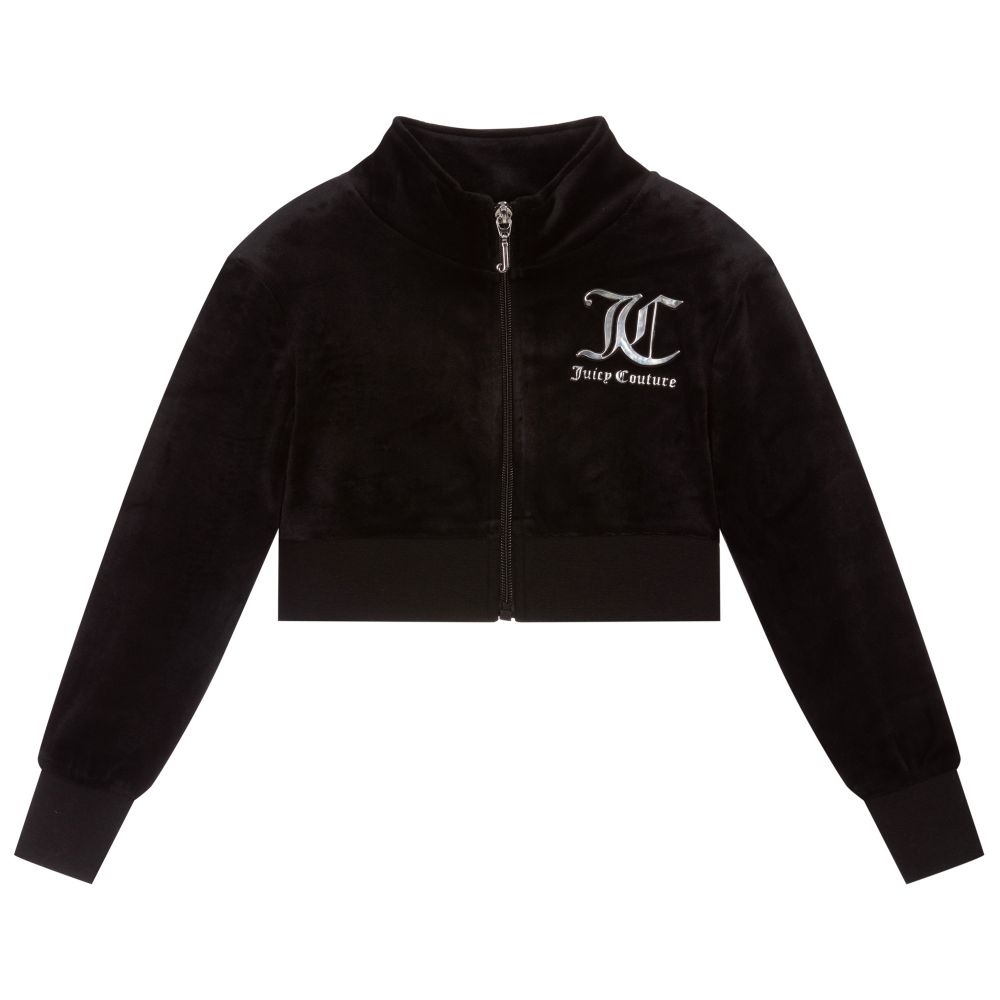 Juicy Couture - Girls Black Cropped Zip-Up Top | Childrensalon