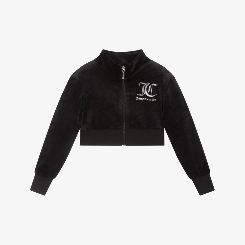 Juicy Couture-Girls Black Cropped Zip-Up Top | Childrensalon Outlet