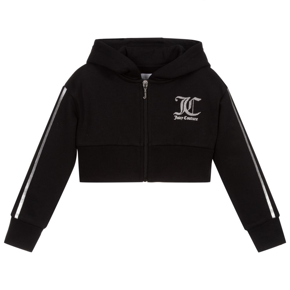 Juicy Couture - Girls Black Cropped Zip-Up Top | Childrensalon