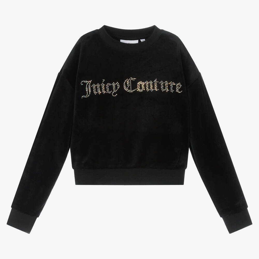 Juicy Couture - Girls Black Diamanté Sweatshirt | Childrensalon Outlet